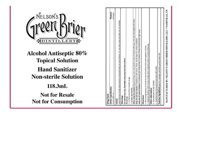 Nelson's Green Brier Hand Sanitizer (Fda Regist Ngb Hand Sanitizer Wrap Label)